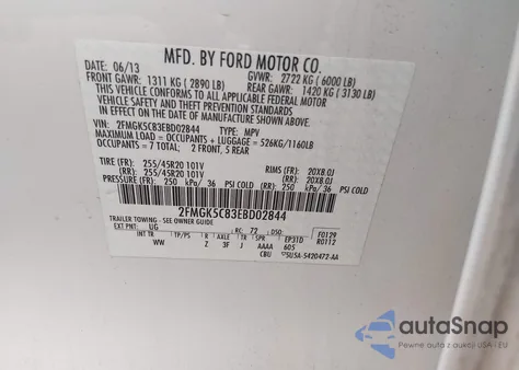 2014 Ford Flex Sel from USA, damaged, VIN 2FMGK5C83EBD02844